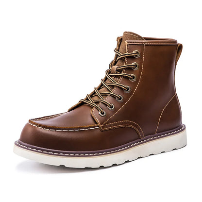 Vintage British Casual Men Shoes Handmade Autumn Winter Snow Plush Warm Leather Ankle Boots Leather @ ghoddosh.com