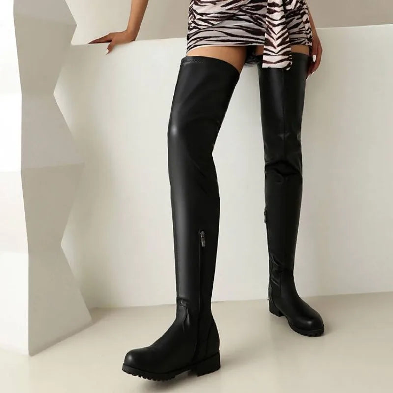 New style fashion thick heeled women's knee high boots - ghoddosh.com