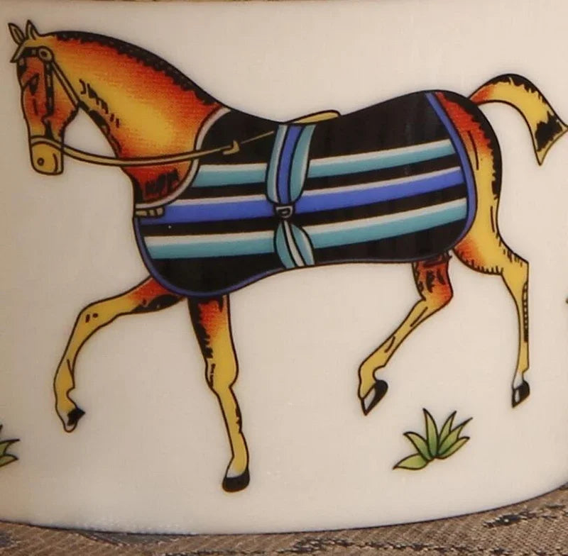 Teacup and saucer with horse design @ghoddosh.com