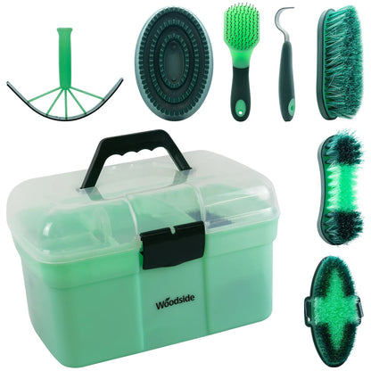 All In One  8-Piece Equestrian Grooming Kit – Complete Horse & Pony Care Set with Brushes, Hoof Pick & Storage Box @ ghoddosh.com