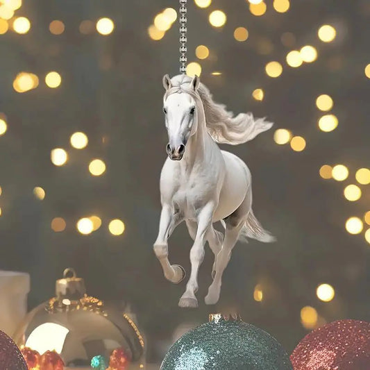 2d Acrylic Christmas Pendant Flat White Horse  @ ghoddosh.com