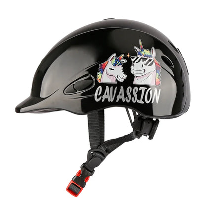 metallic Horse Riding Helmet for Kids, Light Black Head Protector