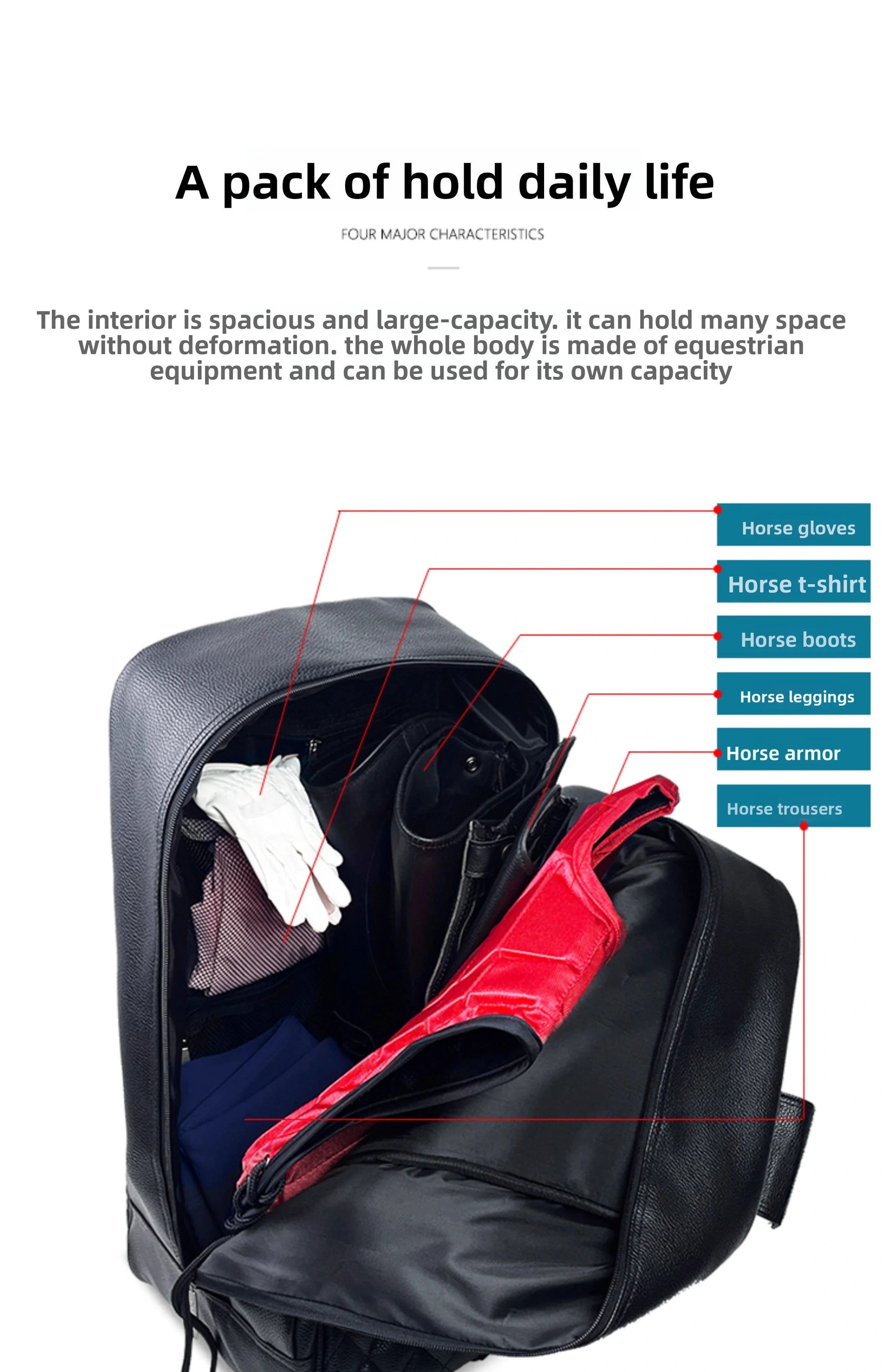 Equestrian Equipment Pu Leather Bag - Large Capacity Equestrian Backpack @ghoddosh.com