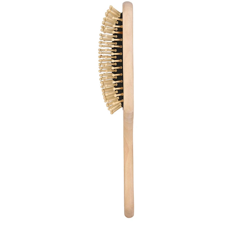 Man grooming a horse with a close-up of a wooden brush inset. @ ghoddosh.com