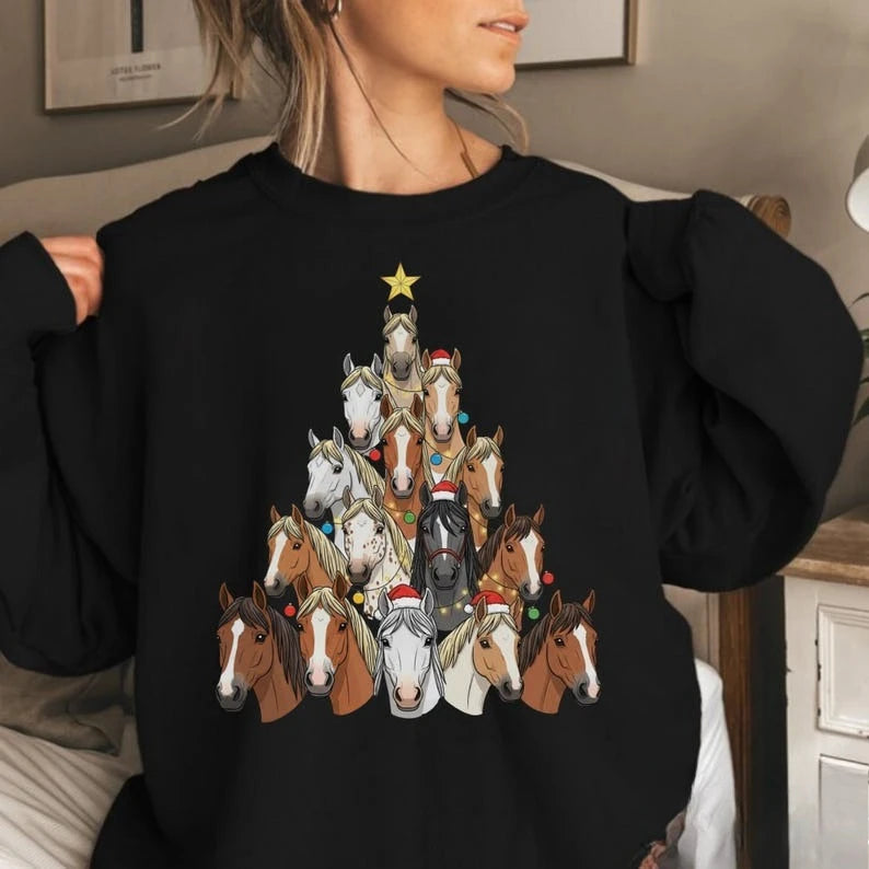 Ten Thousand Horses Christmas Sweatshirt / Cute Holiday  Western Christmas Cowboy Hoodie - ghoddosh.com