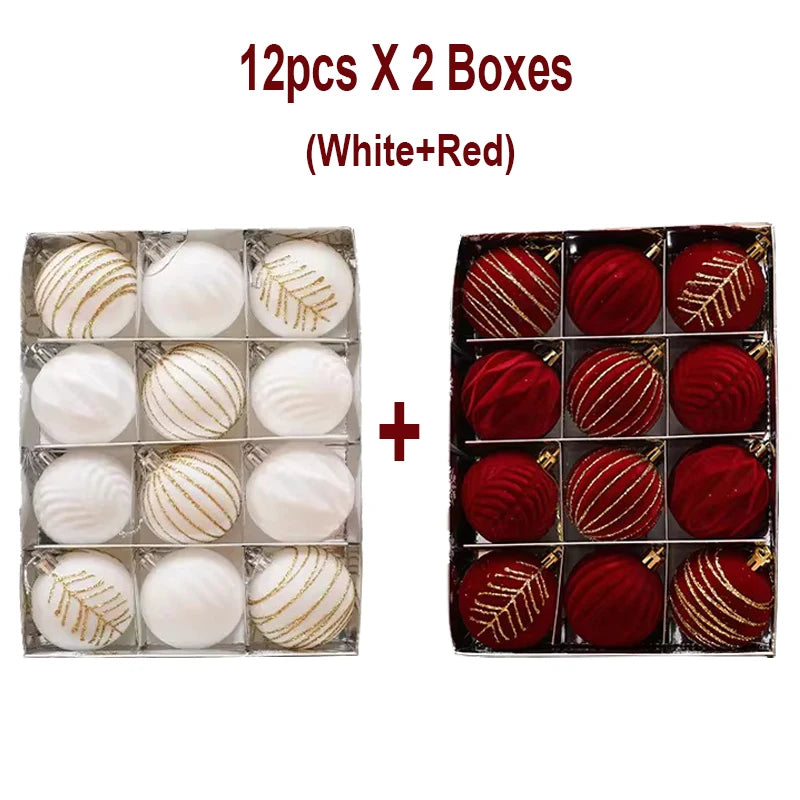 6/12pcs 6cm Wine Red Christmas Ball Ornaments / Available in Dark Green / White Christmas Tree Party Decoration @ghoddosh.com
