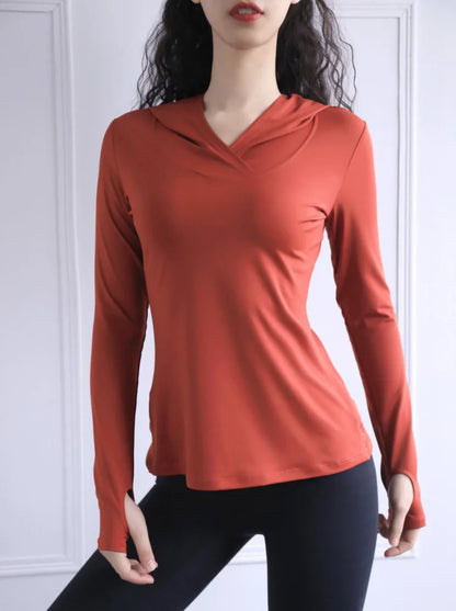 Women's Back Fork Mesh Breathable ,Long Sleeve ,Thumb Hole Sports  Hoodie @ ghoddosh.com