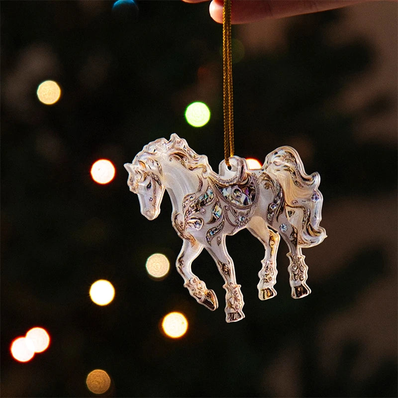 2D Acrylic Horse  Hanging Christmas Tree Ornaments - Ghoddosh.com
