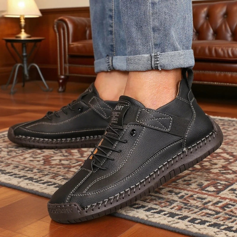 Men British Style Ankle Boots . Retro , Anti Slip , Leather Loafers , Handmade , Casual Soft Soled Shoes for Men - Ghoddosh