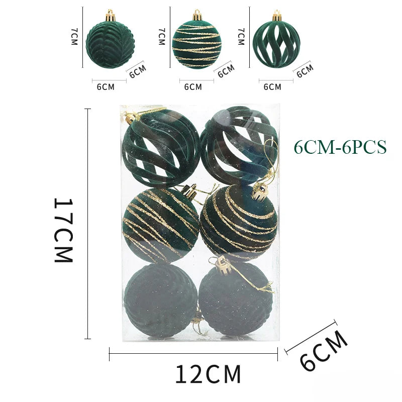 6/12pcs 6cm Wine Red Christmas Ball Ornaments / Available in Dark Green / White Christmas Tree Party Decoration @ghoddosh.com
