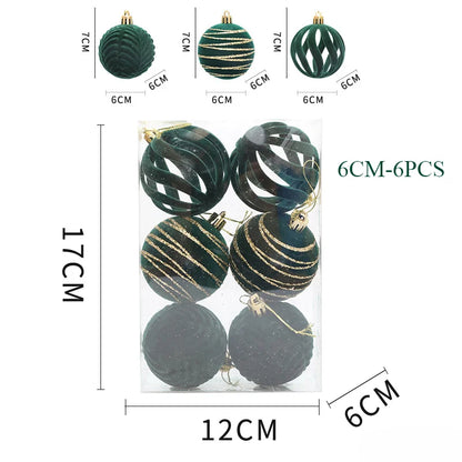 6/12pcs 6cm Wine Red Christmas Ball Ornaments / Available in Dark Green / White Christmas Tree Party Decoration @ghoddosh.com