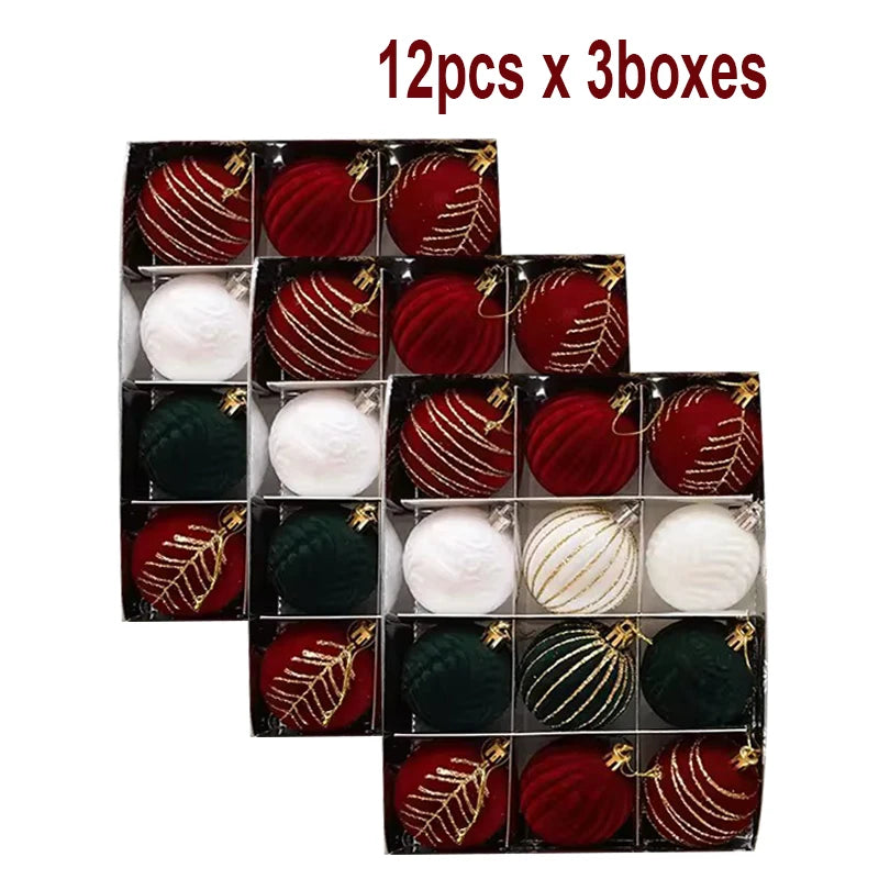 6/12pcs 6cm Wine Red Christmas Ball Ornaments / Available in Dark Green / White Christmas Tree Party Decoration