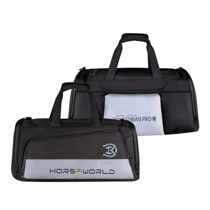 2-in-1 Riding Gear Bag: Convertible Backpack/Crossbody with Individual Pockets for Boots, Helmet & Whip