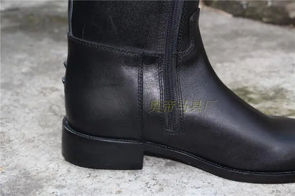 Aoud Full-Leather Equestrian Boots – Unisex Dressage Zip-Up Riding Boots

