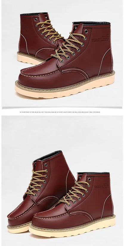 Genuine Leather Men Desert Boots , Men  High Quality Soft Sole  Lace Up Boots - ghoddosh.com