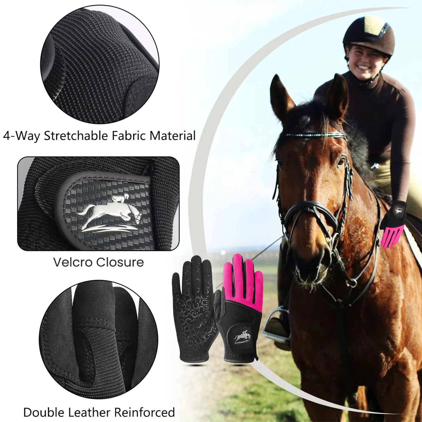 Horse Riding Gloves / Women Mesh Breathable Lightweight . Ghoddosh 