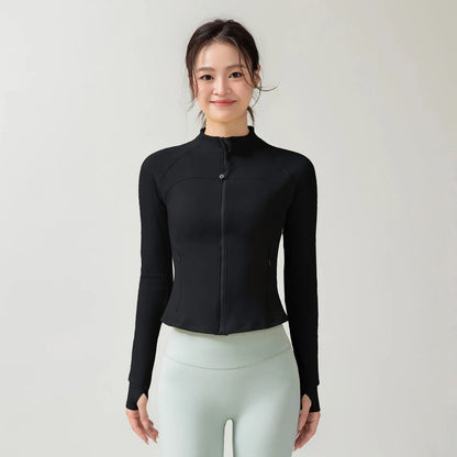 Full Zipper Sports  Women's Shirt -  Slim Long Sleeve  Exercise Sweatshirt @ ghoddosh.com