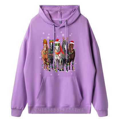 Horses Merry Christmas Printed Graphics  Hoodies For Him @ ghoddosh.com