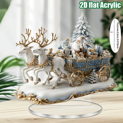 2D Bohemian-Style Acrylic Santa Sleigh Figurine Dreamy Christmas Elements - Tabletop Christmas Decoration @ghoddosh.com