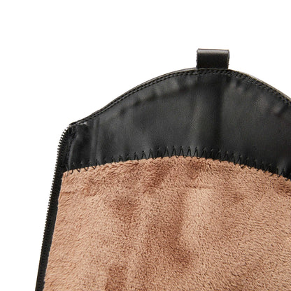 Women's Genuine Leather Thigh-High Riding Boots, Round Toe Mid-Heel Streetwear @ ghoddosh.com