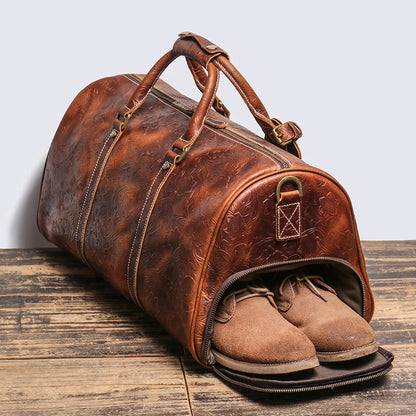 Vintage Embossed Handbag Leather Bag Large  Ghoddosh 