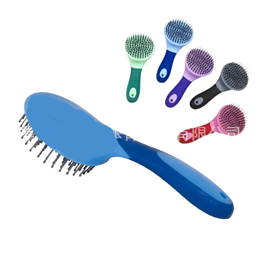 Horse Mane & Tail Brush ,  Round Shaped &  Soft Rubber Grip / Needle Bristles Stable Cleaning Kit