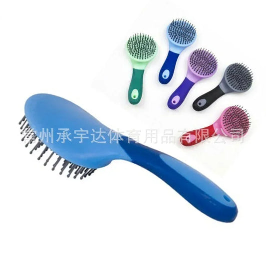 Horse Mane & Tail Brush ,  Round Shaped &  Soft Rubber Grip / Needle Bristles Stable Cleaning Kit
