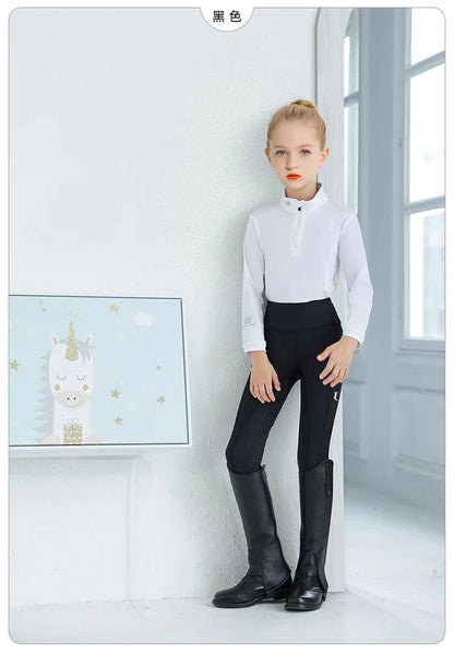 Summer children's equestrian pants  high elasticity knitted children's horse riding pants full silicone - Ghoddosh