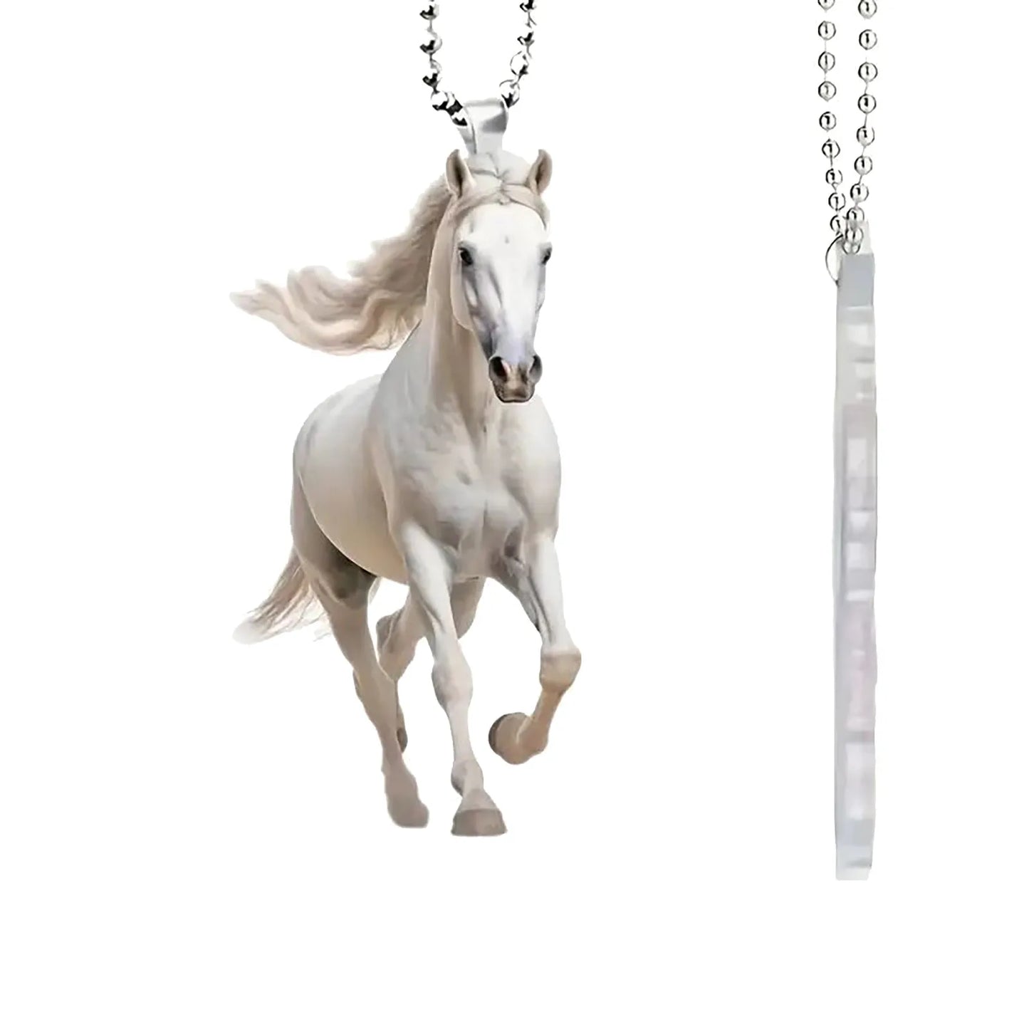 2d Acrylic Christmas Pendant Flat White Horse  @ ghoddosh.com
