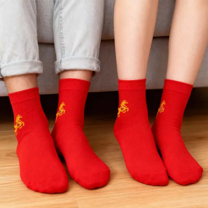 New Year of the Horse Chinese Style  2026 Zodiac Year Red Lucky  Cotton Socks  for Couple Christmas @ghoddosh.com