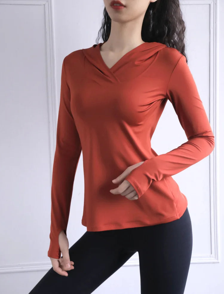 Women's Back Fork Mesh Breathable ,Long Sleeve ,Thumb Hole Sports  Hoodie @ ghoddosh.com