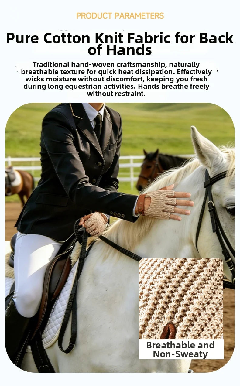 Half Finger Goatskin Riding Gloves | Breathable Anti-Slip Equestrian Mitts for Men & Women @ ghoddosh.com
