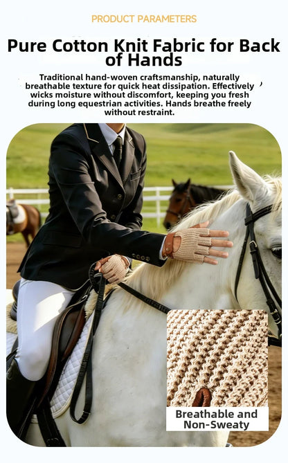 Half Finger Goatskin Riding Gloves | Breathable Anti-Slip Equestrian Mitts for Men & Women @ ghoddosh.com