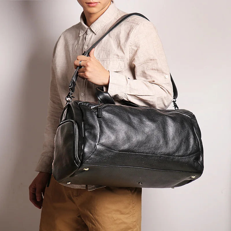 Men's Genuine Leather Handheld Bag, - Ghoddosh