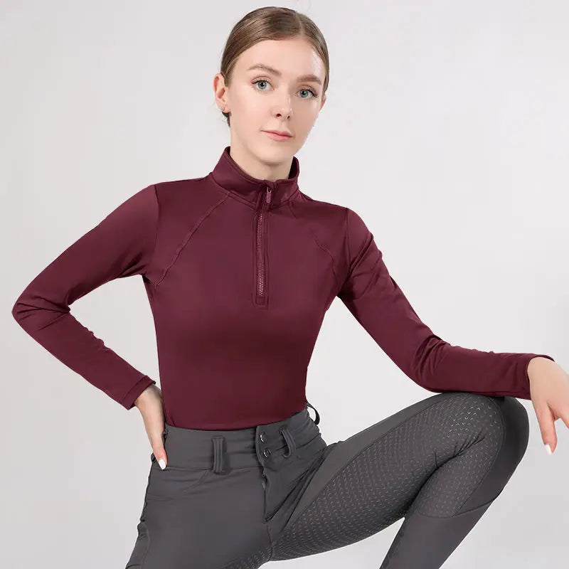 Western Zipper Horseback , Long Sleeve  Equestrian Tops