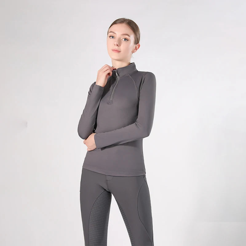 Western Zipper Horseback , Long Sleeve  Equestrian Tops
