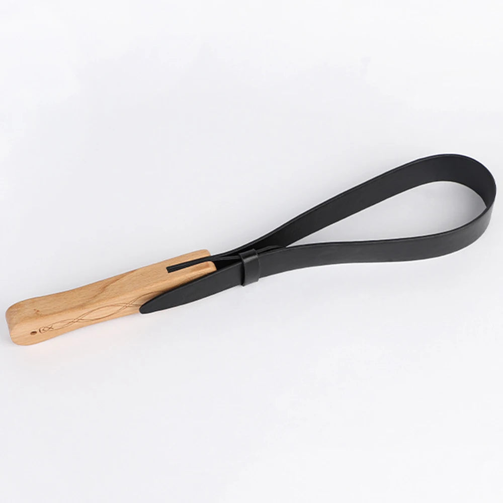 Equestrian 74CM PU Leather Horse Whip with Wooden Hand - Ghoddosh