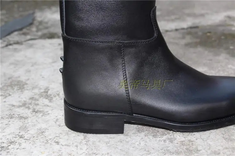 Aoud Full-Leather Equestrian Boots – Unisex Dressage Zip-Up Riding Boots

