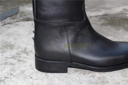 Aoud Full-Leather Equestrian Boots – Unisex Dressage Zip-Up Riding Boots

