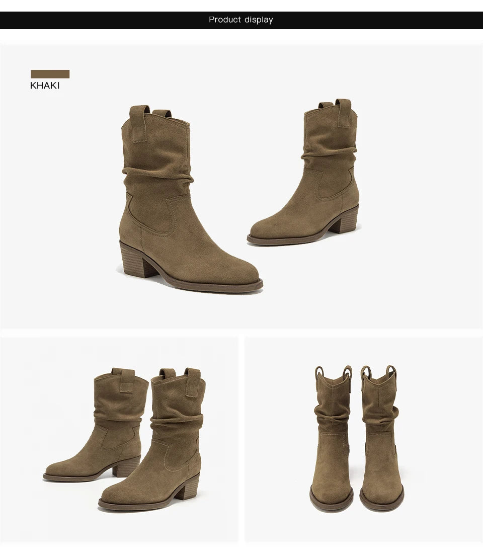 Classy Elegant  Women Suede Ankle Boots - Pointed Toe  Ladies  Handmade Half Boots - ghoddosh.com