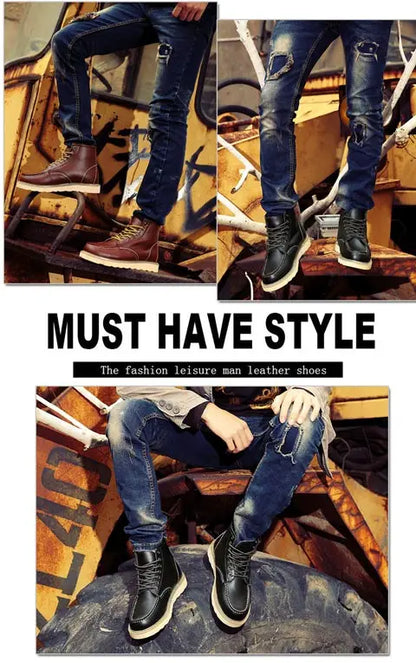 Genuine Leather Men Desert Boots , Men  High Quality Soft Sole  Lace Up Boots - ghoddosh.com