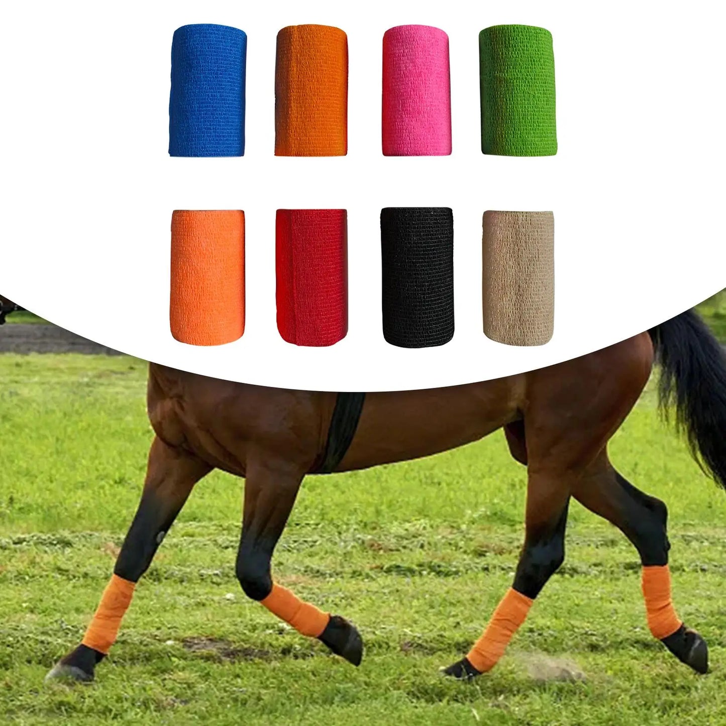 Vet Wrap for Horses 4 inch Wide Non Woven Elastic , Breathable Horse Leg Tape