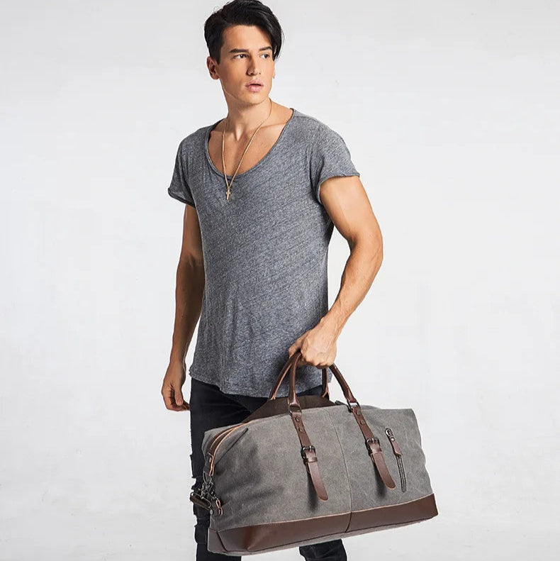 Men PU Leather Outdoor Luggage  Bag Large Capacity Shoulder Equestrian bag . Ghoddosh