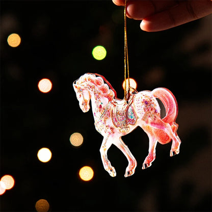 2D Acrylic Horse  Hanging Christmas Tree Ornaments - Ghoddosh.com