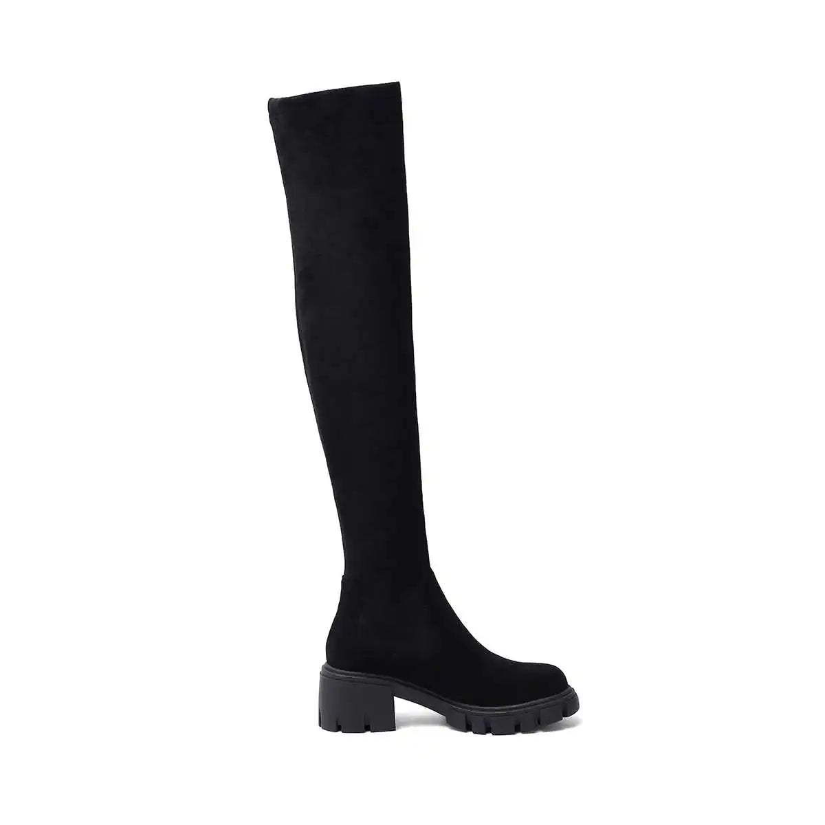 Big Size Cow Leather Stretch Over-the-knee Boots - Ghoddosh