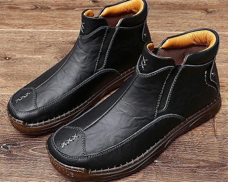 British Style  Comfortable Leather Ankle Boots For Him @ghoddosh.com