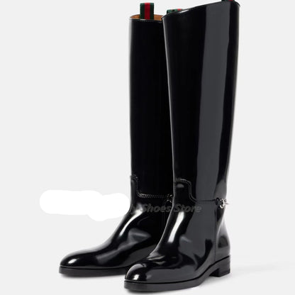 New Thick Heel Round High class British Style  Long Knight Boots