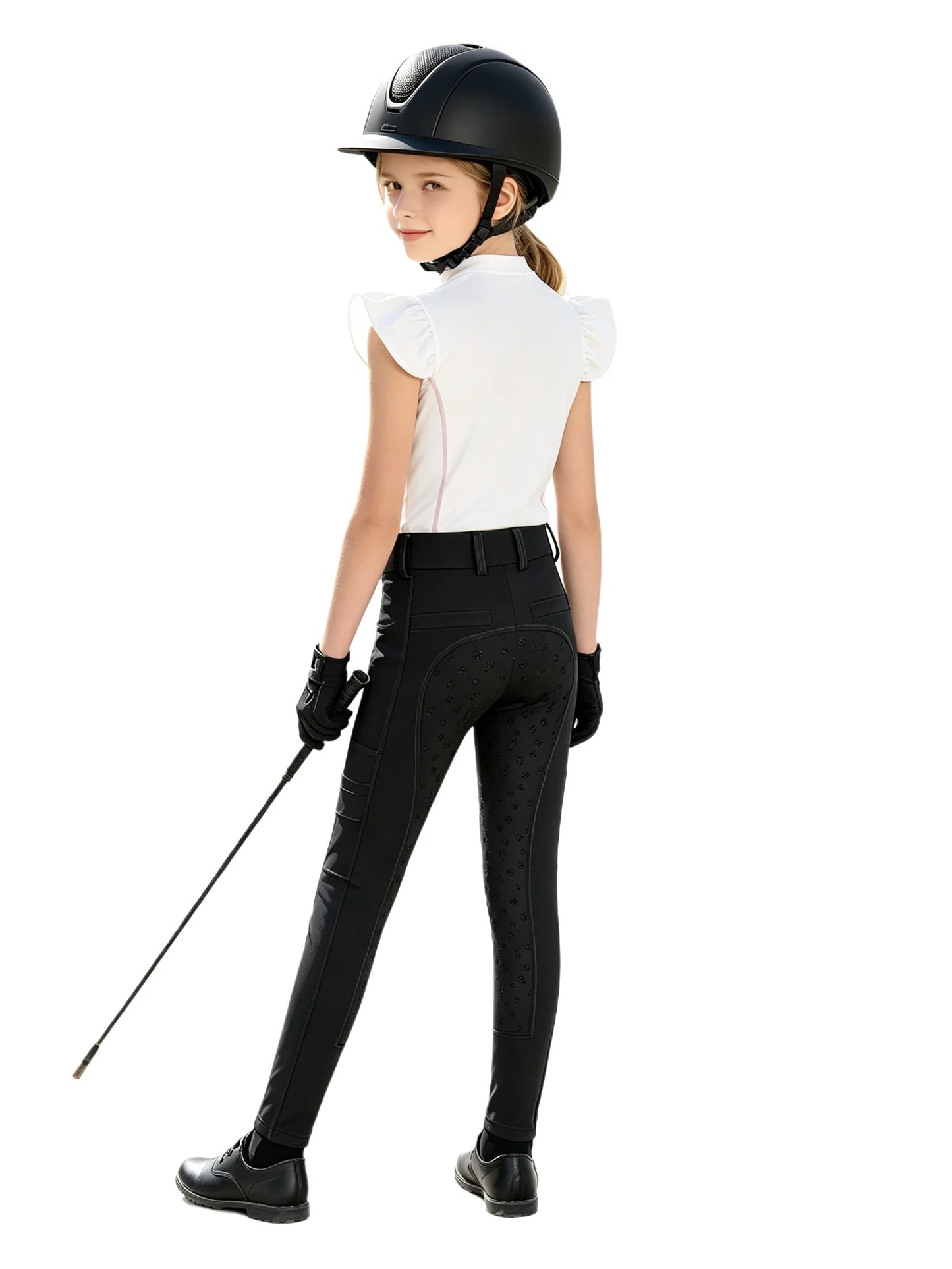  Girls' Equestrian Outfit Set Performance Riding Top & Anti-Slip Full-Seat Breeches @ ghoddosh.com