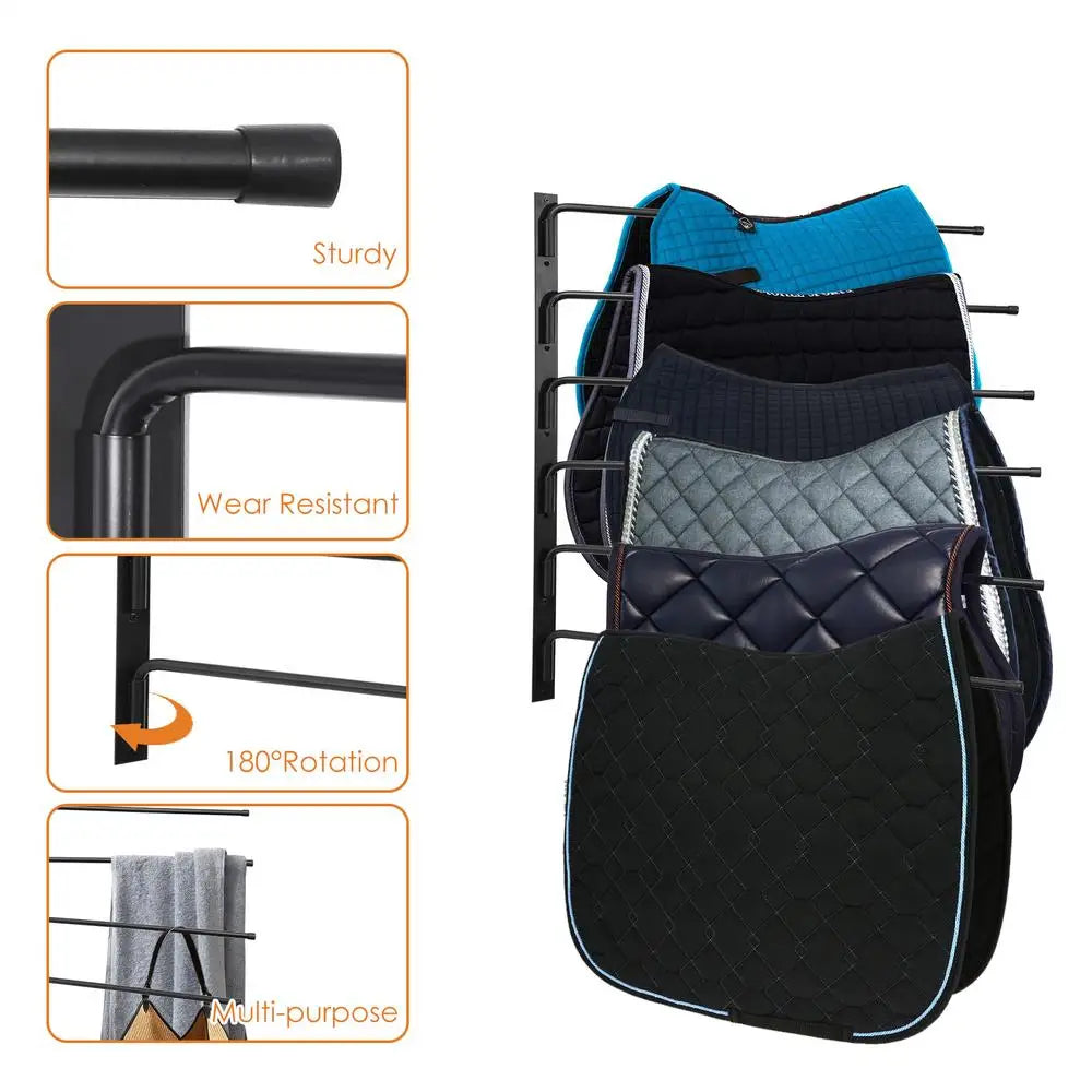 Saddle Rack Wall Mounted Horse Tack Storage , Swinging Blanket Rack