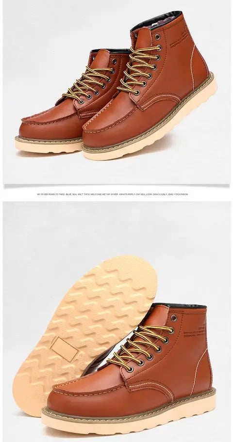 Genuine Leather Men Desert Boots , Men  High Quality Soft Sole  Lace Up Boots - ghoddosh.com